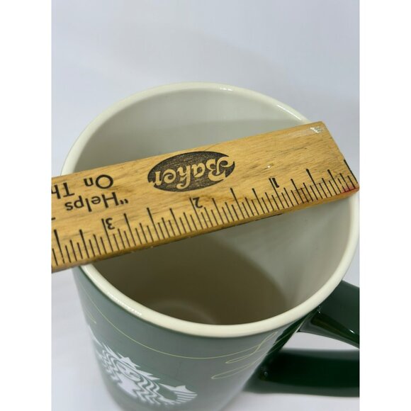 Starbucks Ceramic Traveler Coffee Mug 14oz Green Yellow Tree 2020 Winter Holiday - Picture 5 of 7